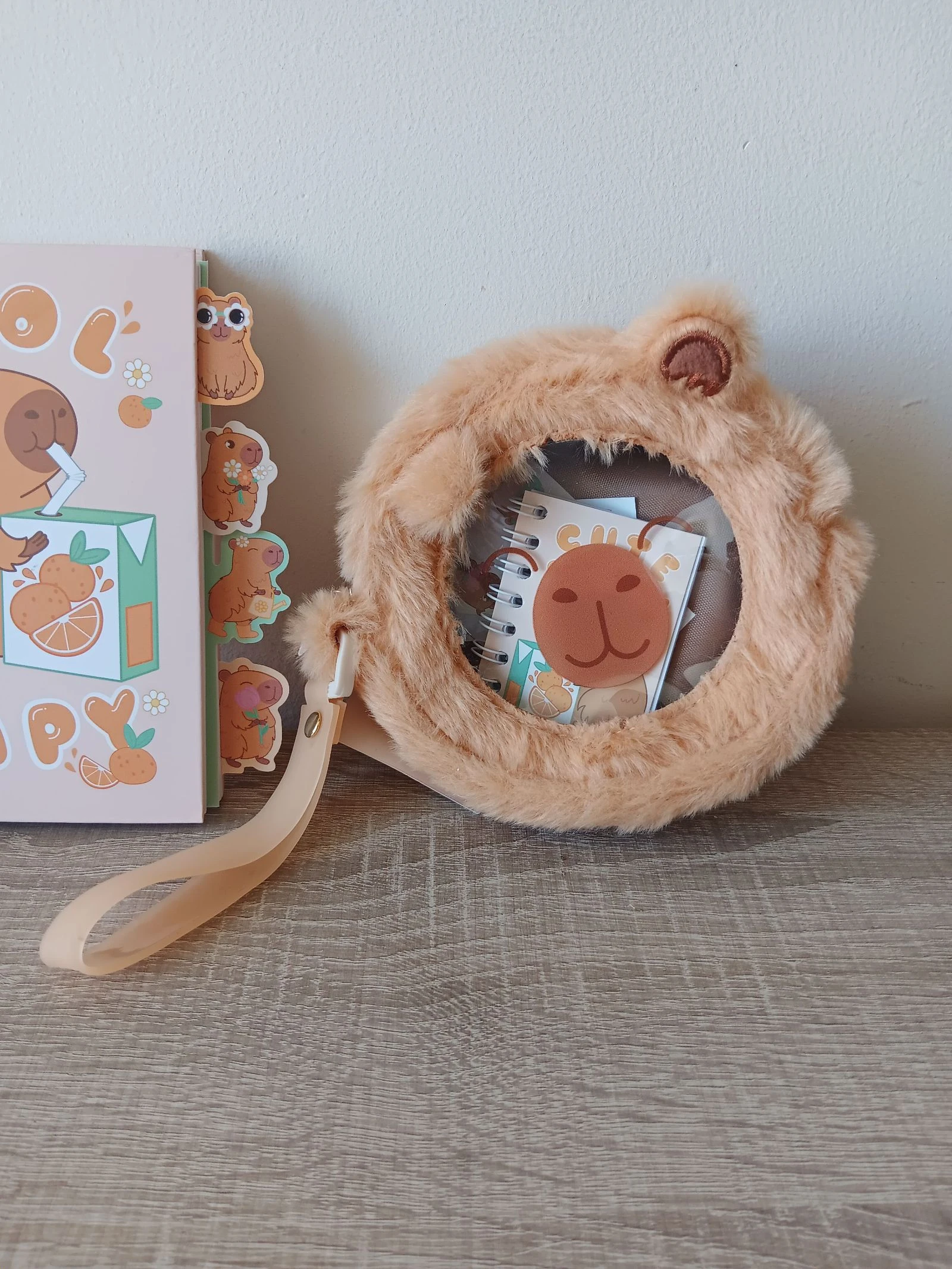Kit Nuevo Capibara, Libreta Nueva de Capibara A6 80 y bolso de peluche con pegatinas y libreta pequeña – photo 2